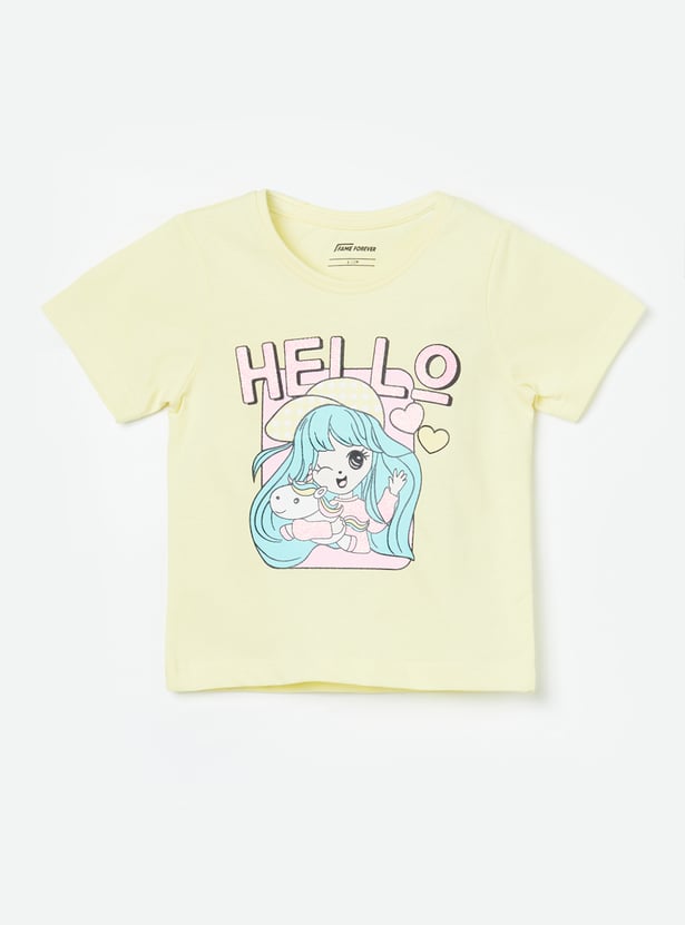 FAME FOREVER Girls Graphic Print T-shirt