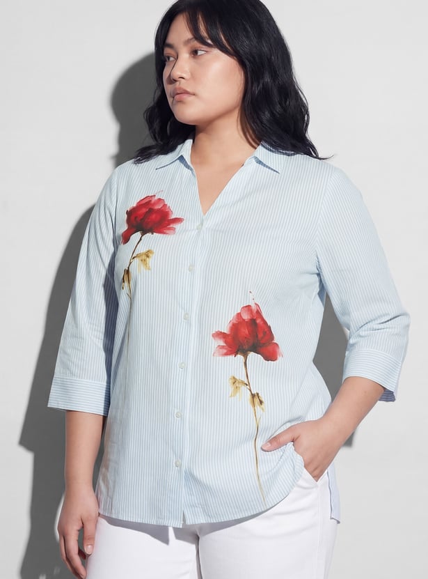 NEXUS Striped Floral Print Shirt