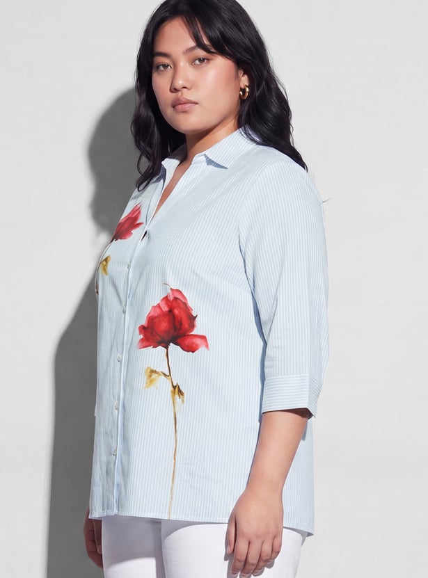 NEXUS Striped Floral Print Shirt