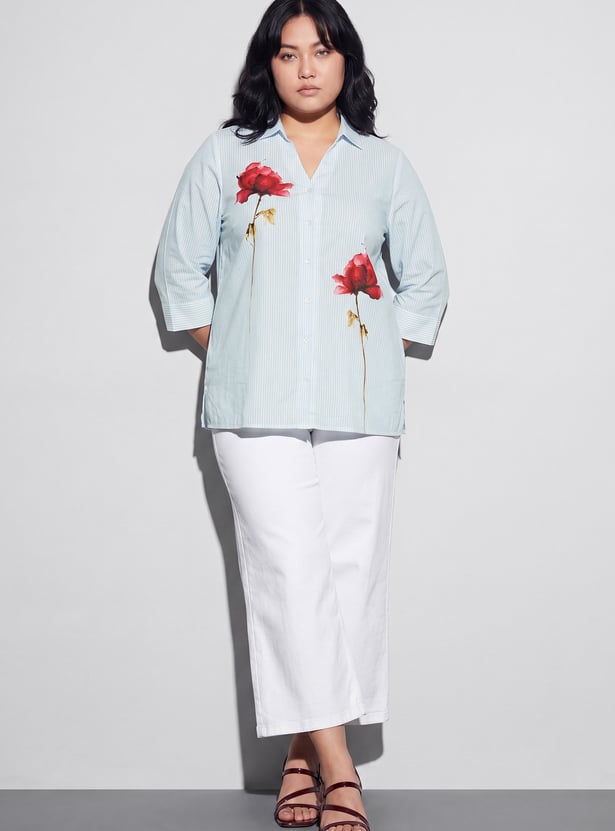 NEXUS Striped Floral Print Shirt