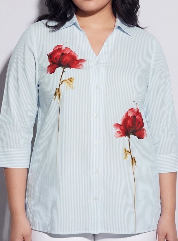 NEXUS Striped Floral Print Shirt