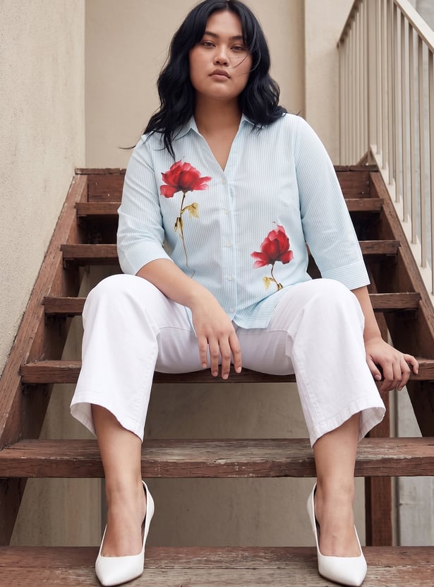NEXUS Striped Floral Print Shirt