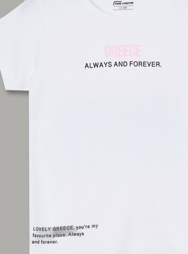 FAME FOREVER Girls Graphic Print T-shirt
