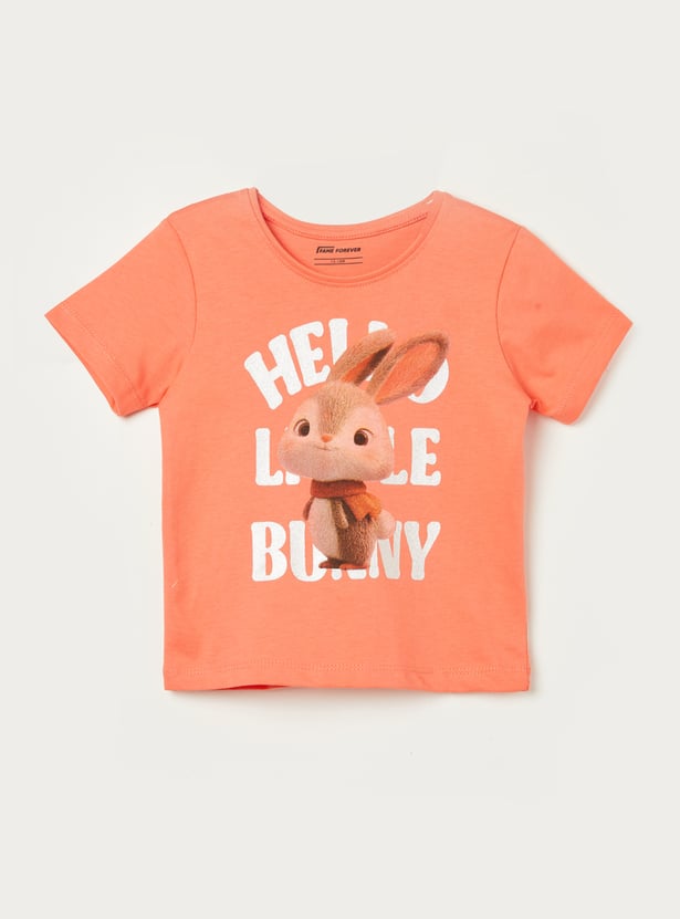 FAME FOREVER Girls Bunny Graphic Print T-shirt