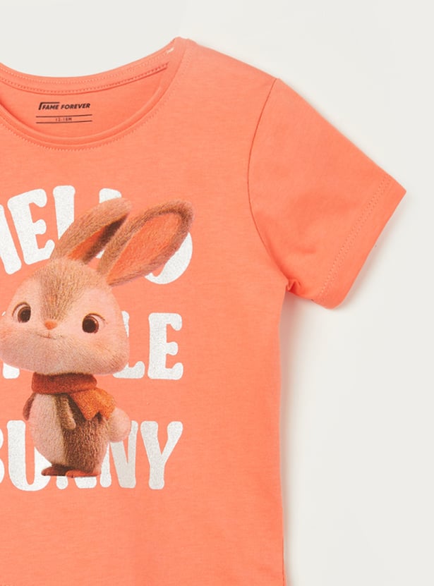 FAME FOREVER Girls Bunny Graphic Print T-shirt