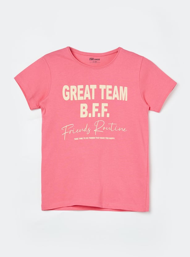 FAME FOREVER Girls Graphic Print T-shirt