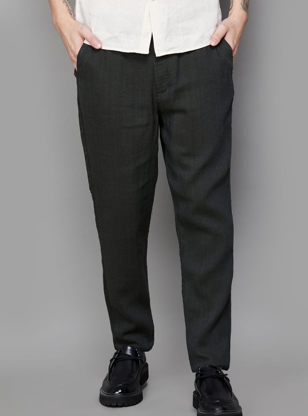RARE RABBIT Solid Regular Fit Trousers