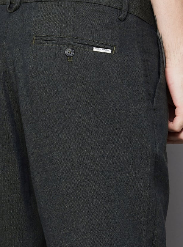 RARE RABBIT Solid Regular Fit Trousers