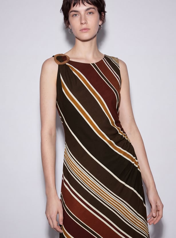 CODE Striped Midi Dress