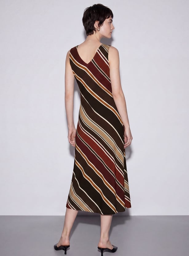 CODE Striped Midi Dress