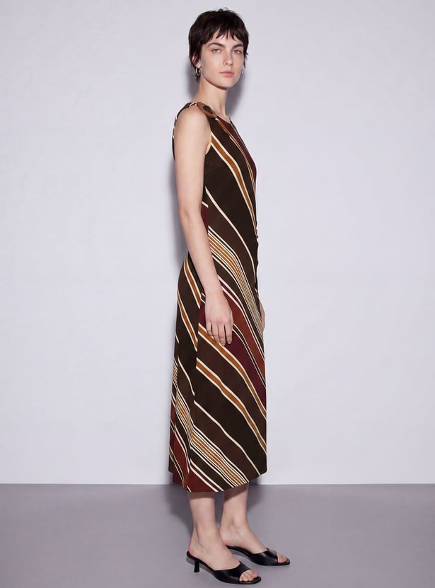 CODE Striped Midi Dress