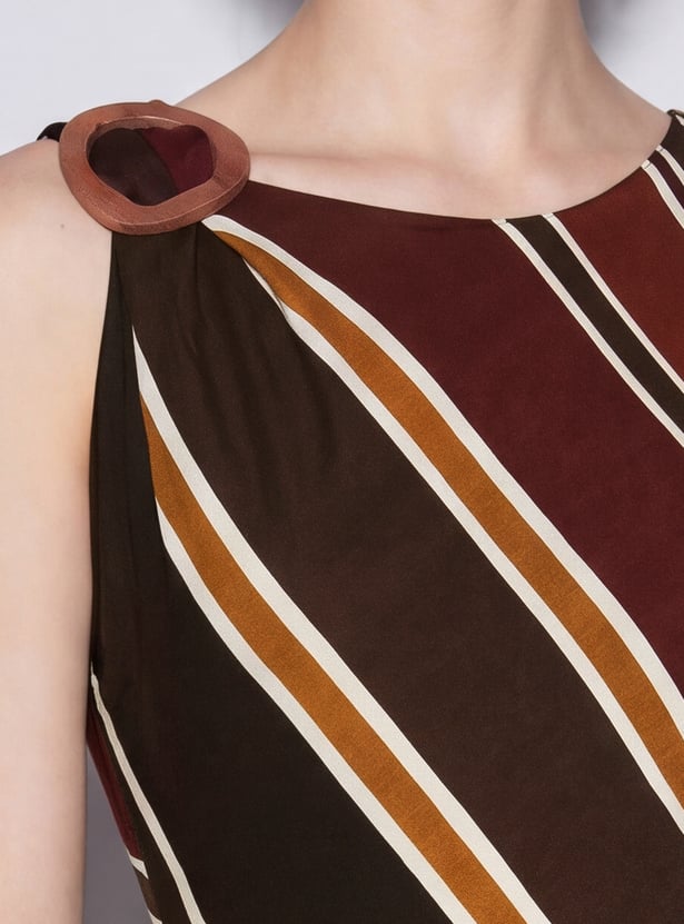 CODE Striped Midi Dress