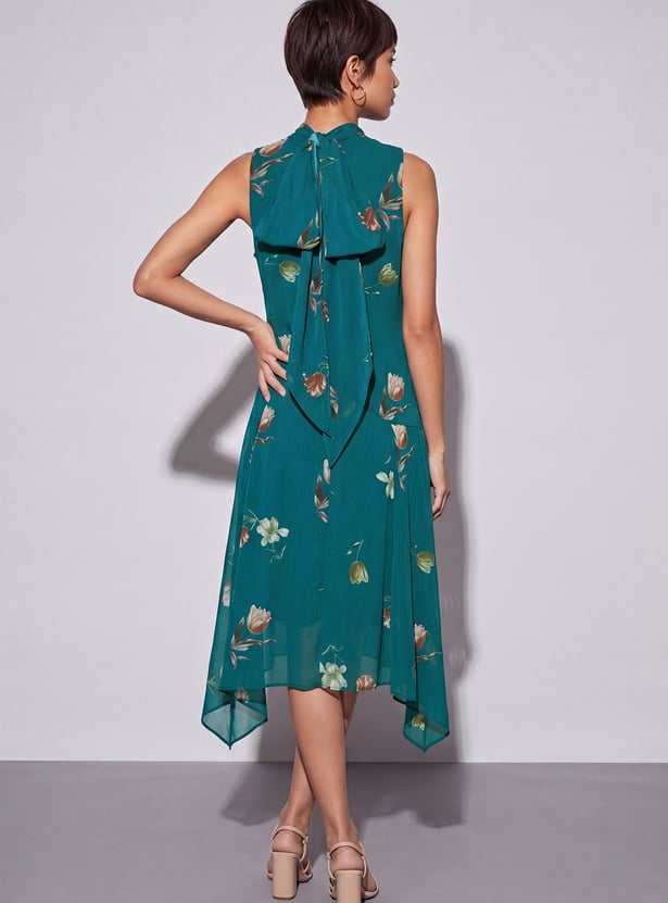 CODE Floral Print Asymmetric Hem Dress