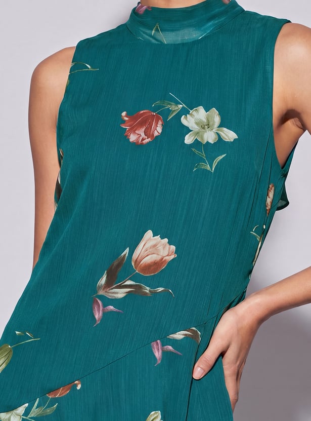 CODE Floral Print Asymmetric Hem Dress