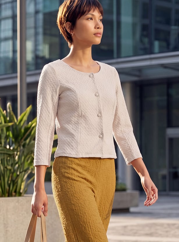 CODE Textured Buttoned Jacket