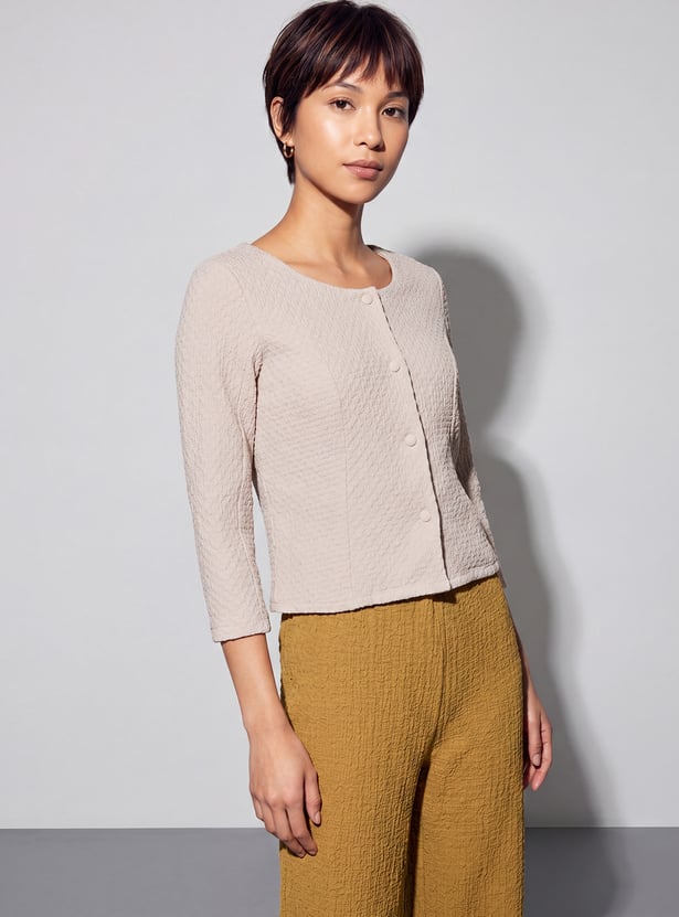 CODE Textured Buttoned Jacket