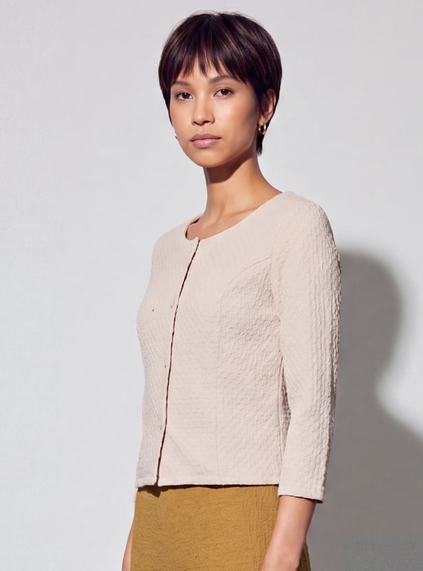 CODE Textured Buttoned Jacket
