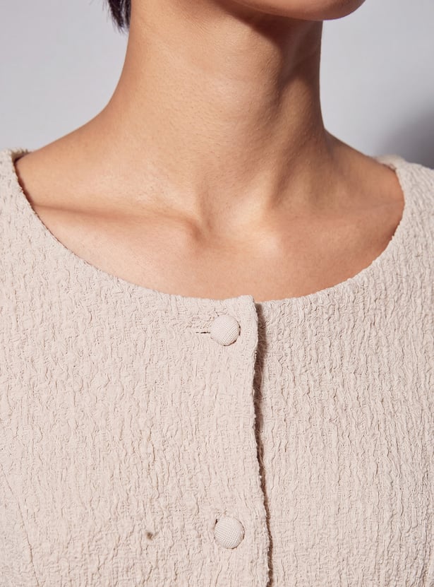 CODE Textured Buttoned Jacket