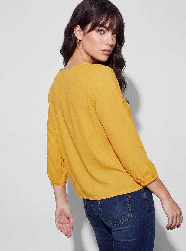 FAME FOREVER Embroidered Buttoned Top