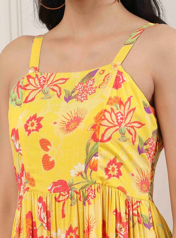 BIBA Floral Print Tiered Maxi Dress