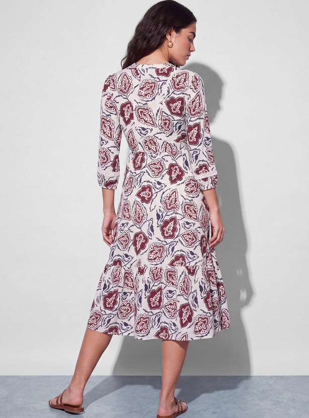 FAME FOREVER Floral Print Tie-Up Midi Dress