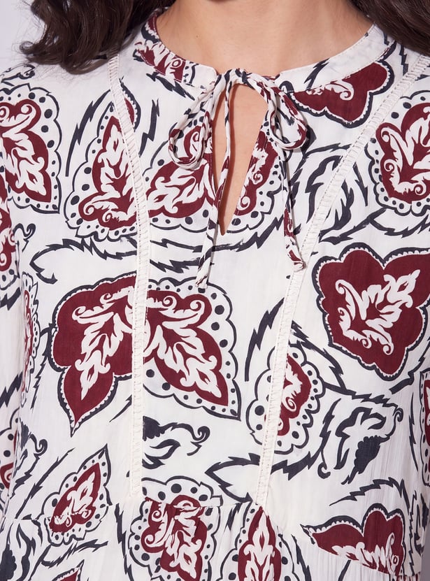 FAME FOREVER Floral Print Tie-Up Midi Dress