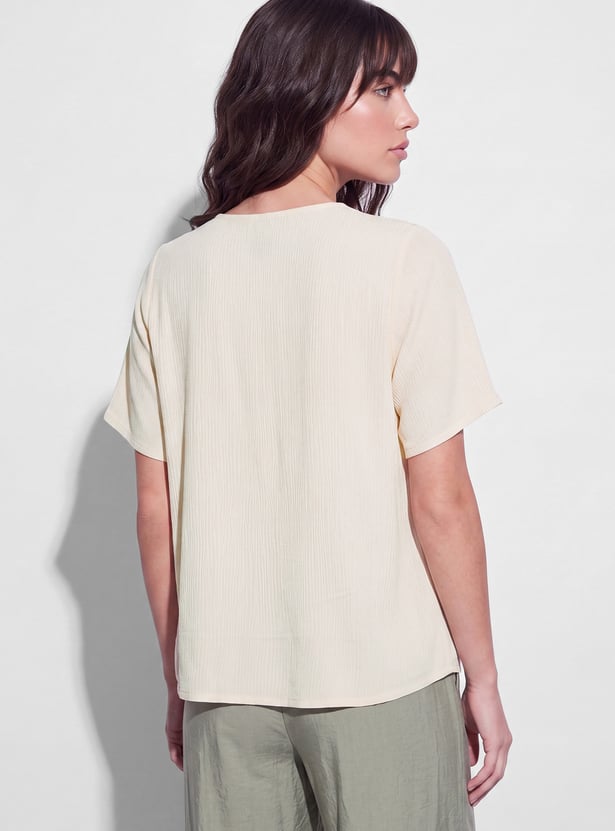 FAME FOREVER Lace Detail Round Neck Top