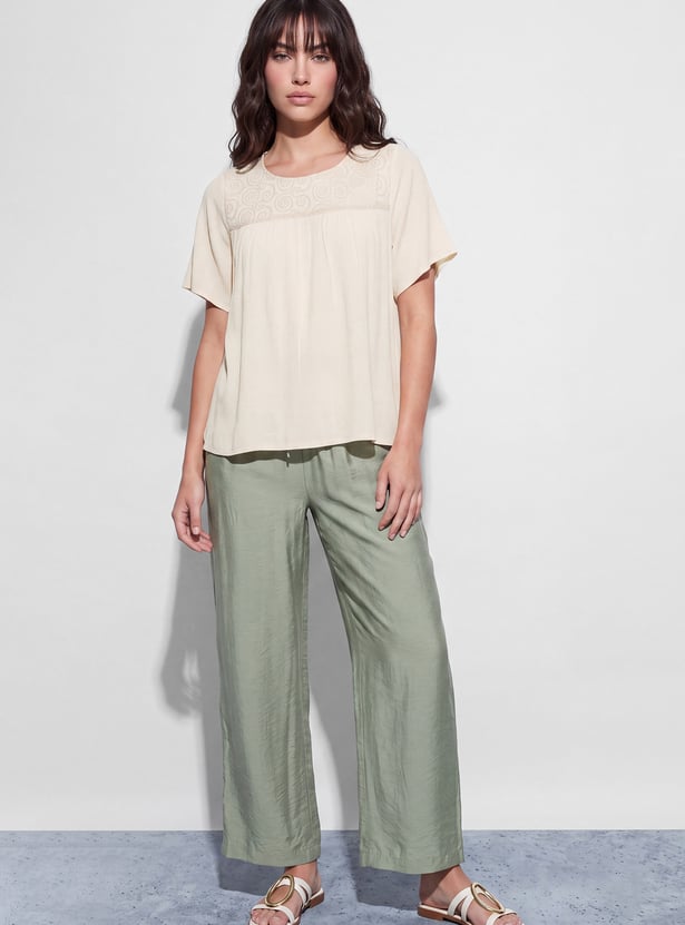 FAME FOREVER Lace Detail Round Neck Top