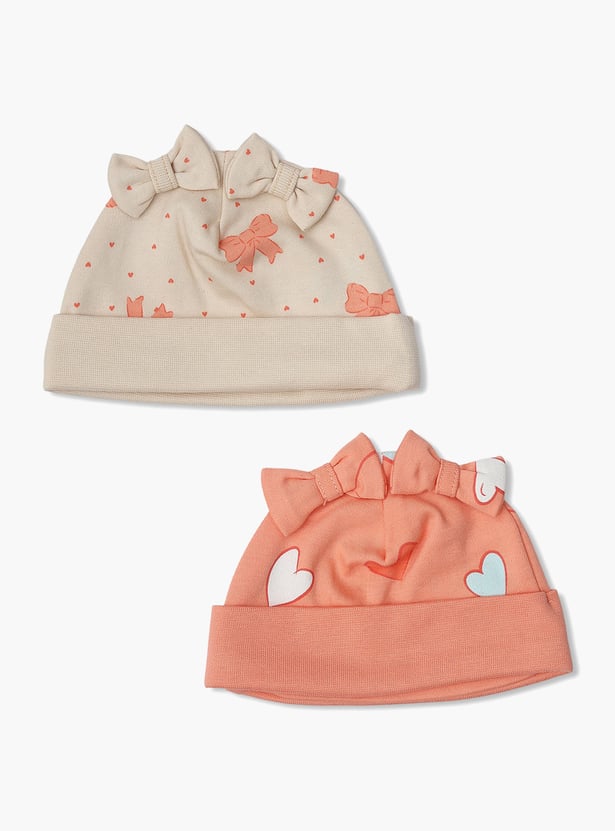FS MINI KLUB Girls Printed Caps Pack of 2