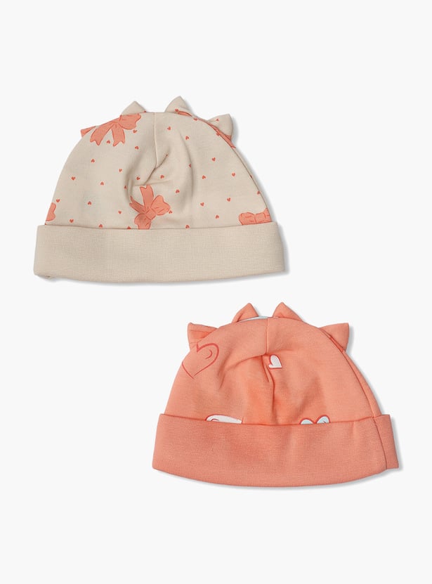 FS MINI KLUB Girls Printed Caps Pack of 2