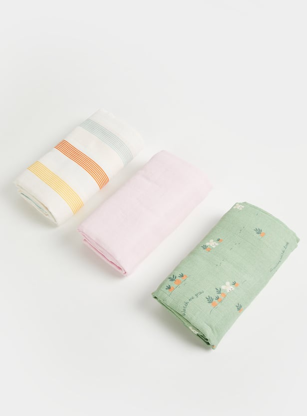 FS MINI KLUB Kids Assorted Swaddle - Pack of 3