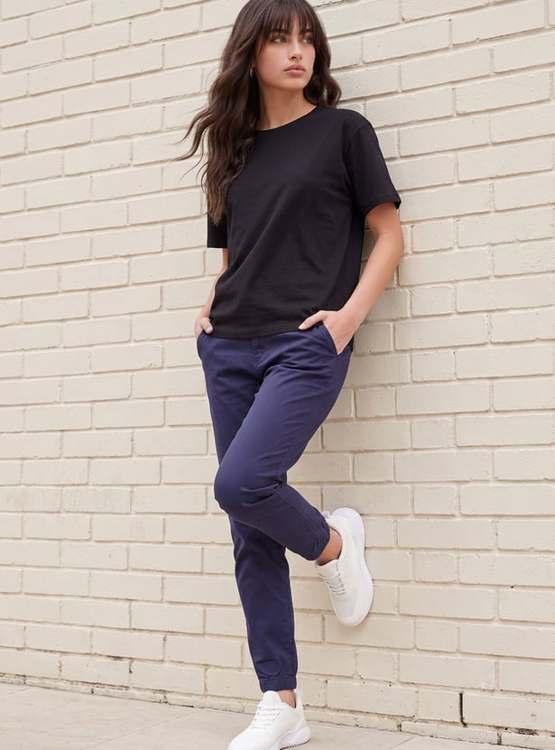FAME FOREVER Drawstring Solid Joggers