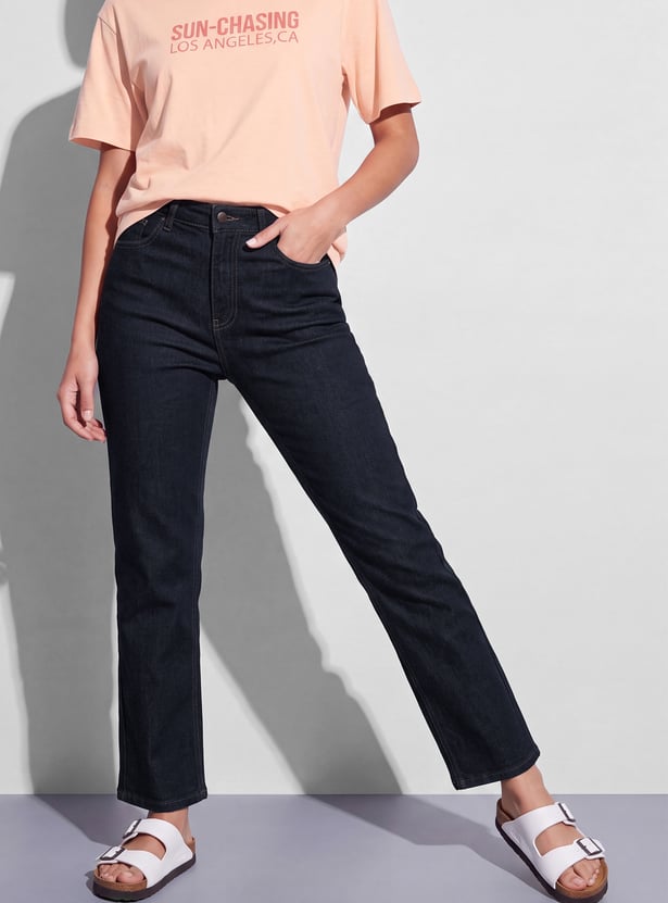 FAME FOREVER Solid Straight Fit Jeans