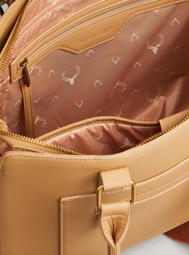 ALLEN SOLLY Solid Laptop Bag with Pouch