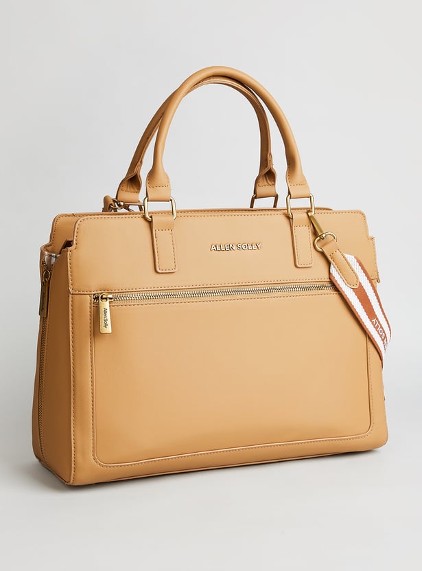 ALLEN SOLLY Solid Laptop Bag with Pouch