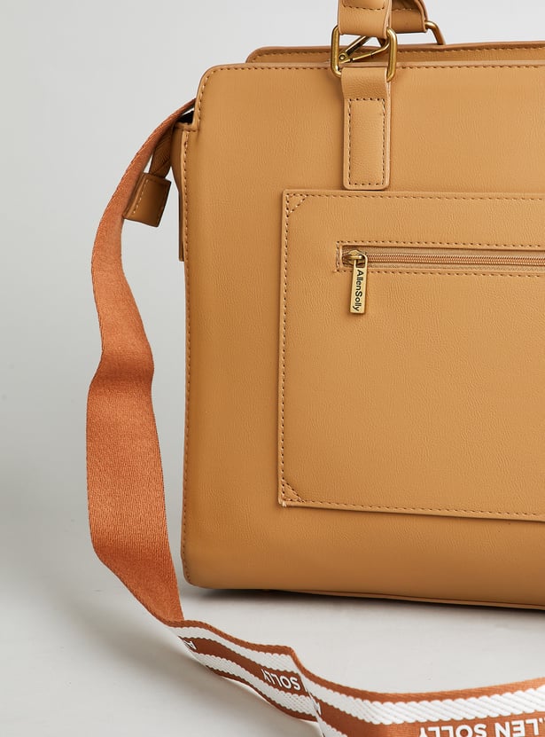ALLEN SOLLY Solid Laptop Bag with Pouch