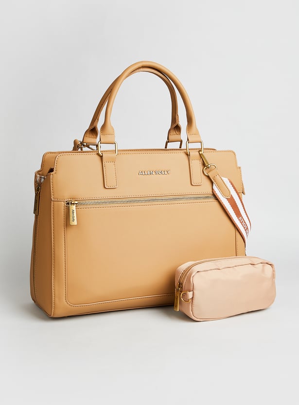 ALLEN SOLLY Solid Laptop Bag with Pouch