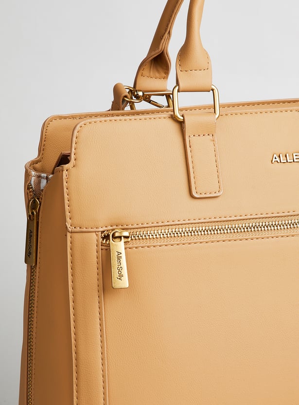 ALLEN SOLLY Solid Laptop Bag with Pouch