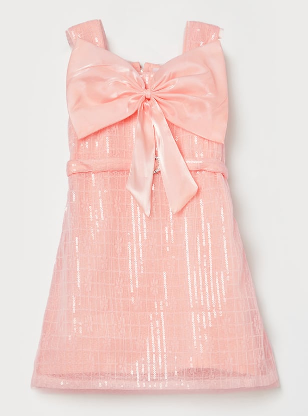 PEPPERMINT Girls Embellished Bow Detail Dress
