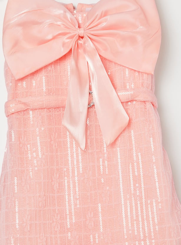 PEPPERMINT Girls Embellished Bow Detail Dress