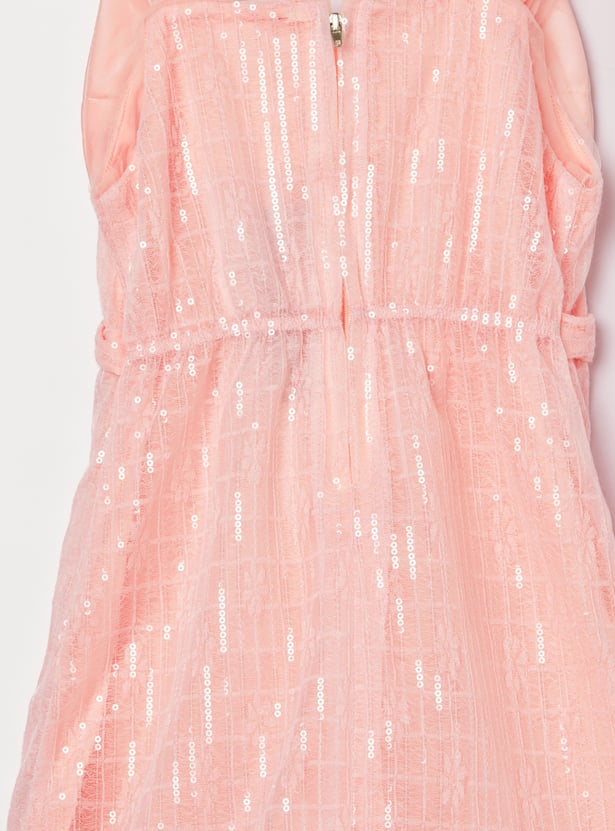 PEPPERMINT Girls Embellished Bow Detail Dress