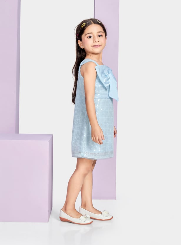 PEPPERMINT Girls Bow Detail Sequin Dress