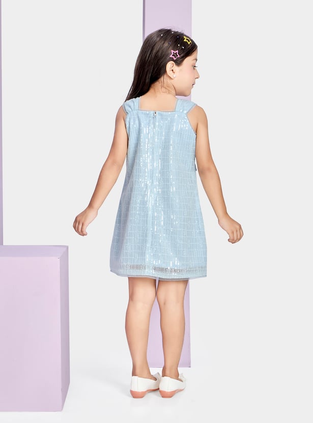 PEPPERMINT Girls Bow Detail Sequin Dress