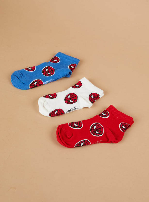 FAME FOREVER Spider-Man Ankle Length Socks - Pack of 3