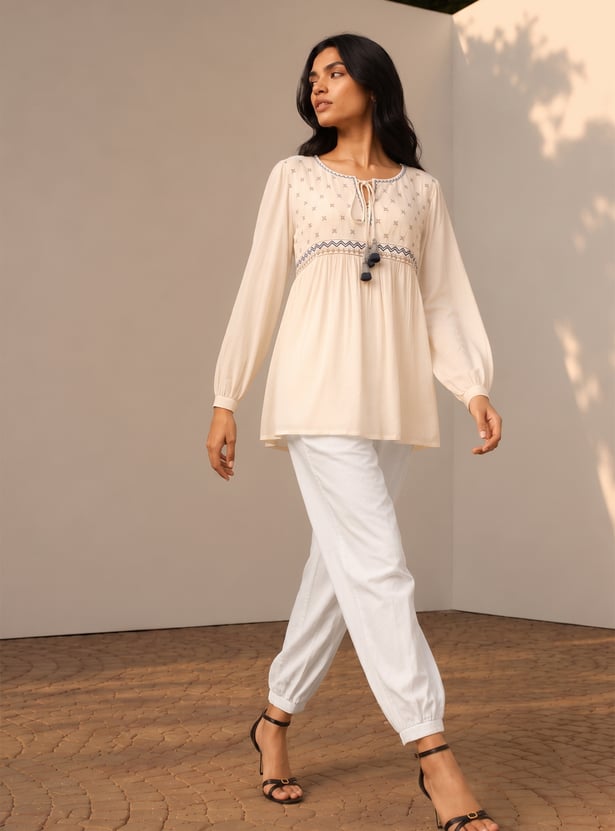MELANGE Solid Straight Pants