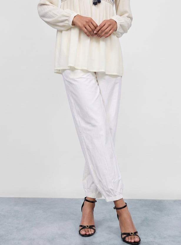 MELANGE Solid Straight Pants