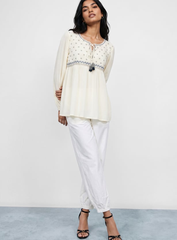 MELANGE Solid Straight Pants