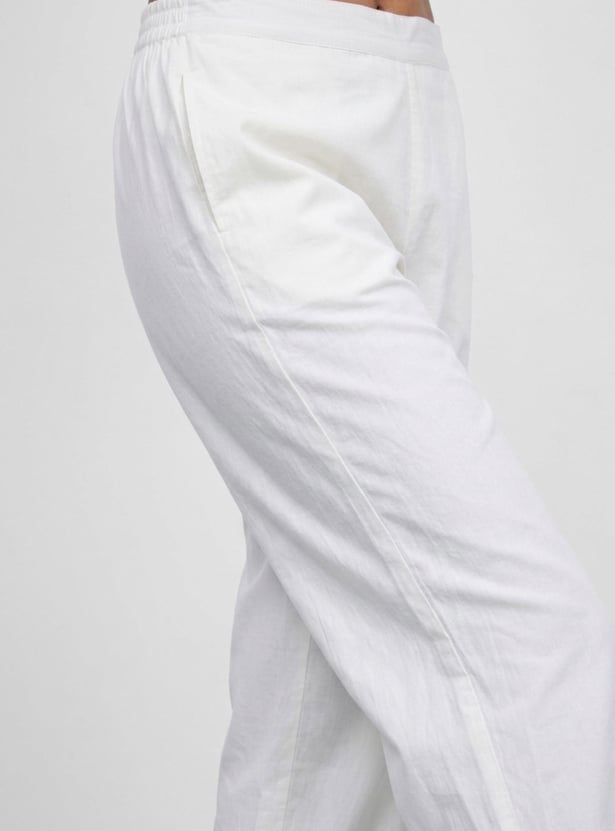 MELANGE Solid Straight Pants