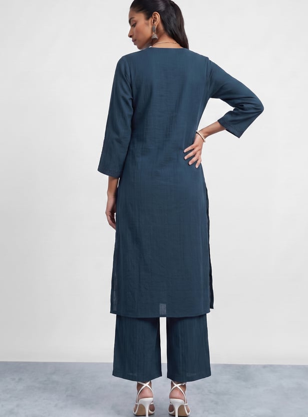 MELANGE Embroidered Straight Kurta Set