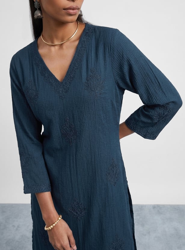 MELANGE Embroidered Straight Kurta Set